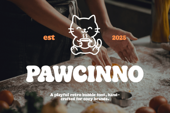 Pawcinno: A Playful Retro Bubble Font for Editorial Design
